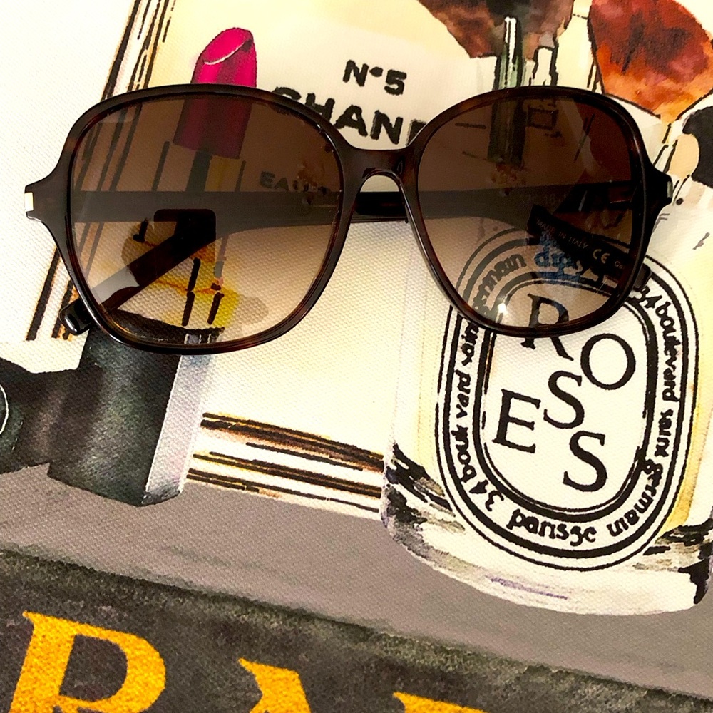 Authentic SAINT LAURENT Classic Havana Brown Gradient Square Sunglasses